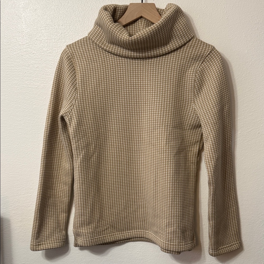 J. Crew Beige Houndstooth Turtleneck Sweater